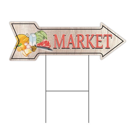 Market 2 Arrow Yard Sign Funny Home Decor 36in Wide